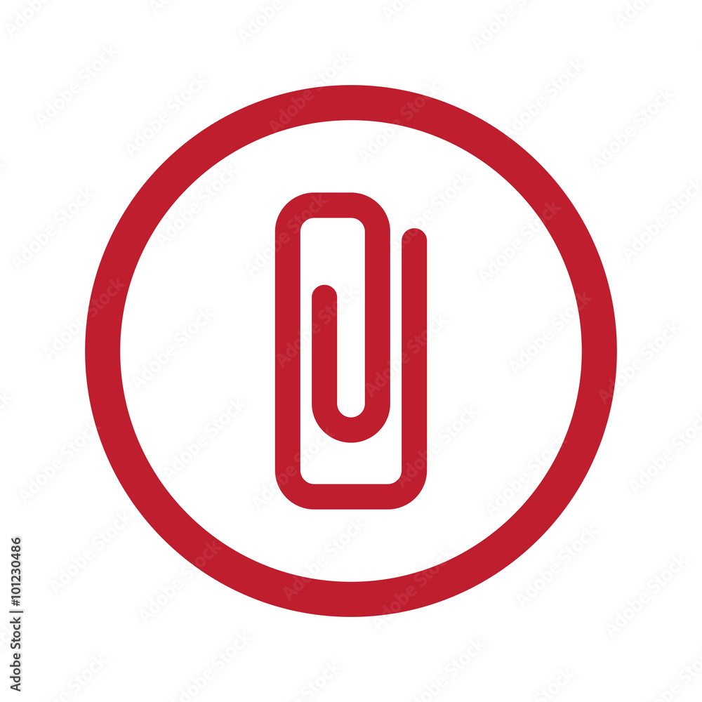 Flat red Paper Clip icon in circle on white Flat red Paper Clip icon in circle on white