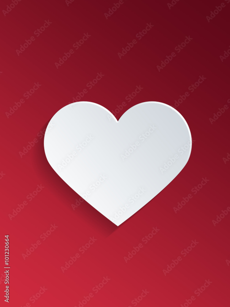 White Heart Against Red for Valentines Day Concept