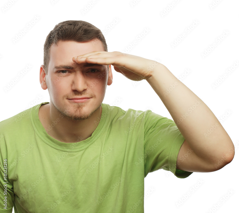 Fototapeta premium happy young man in green t-shirt