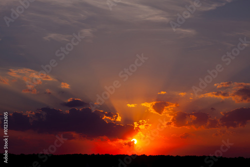 summer sunset in the field. a hot evening. © cs333