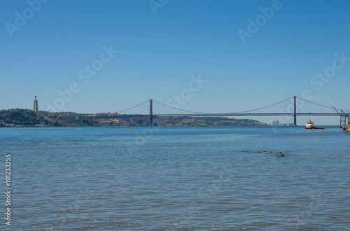 Tejo river and Bridge of 25th of April, Lisbon