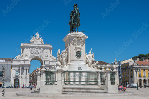 Statue of King Jose I of Portugal on Commerce Square (Praca do Comercio), Portugal, Lisbon © arkady_z