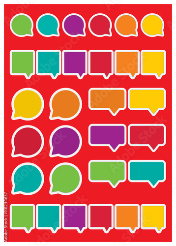 Set of multicolor speech bubbles in flat design style.