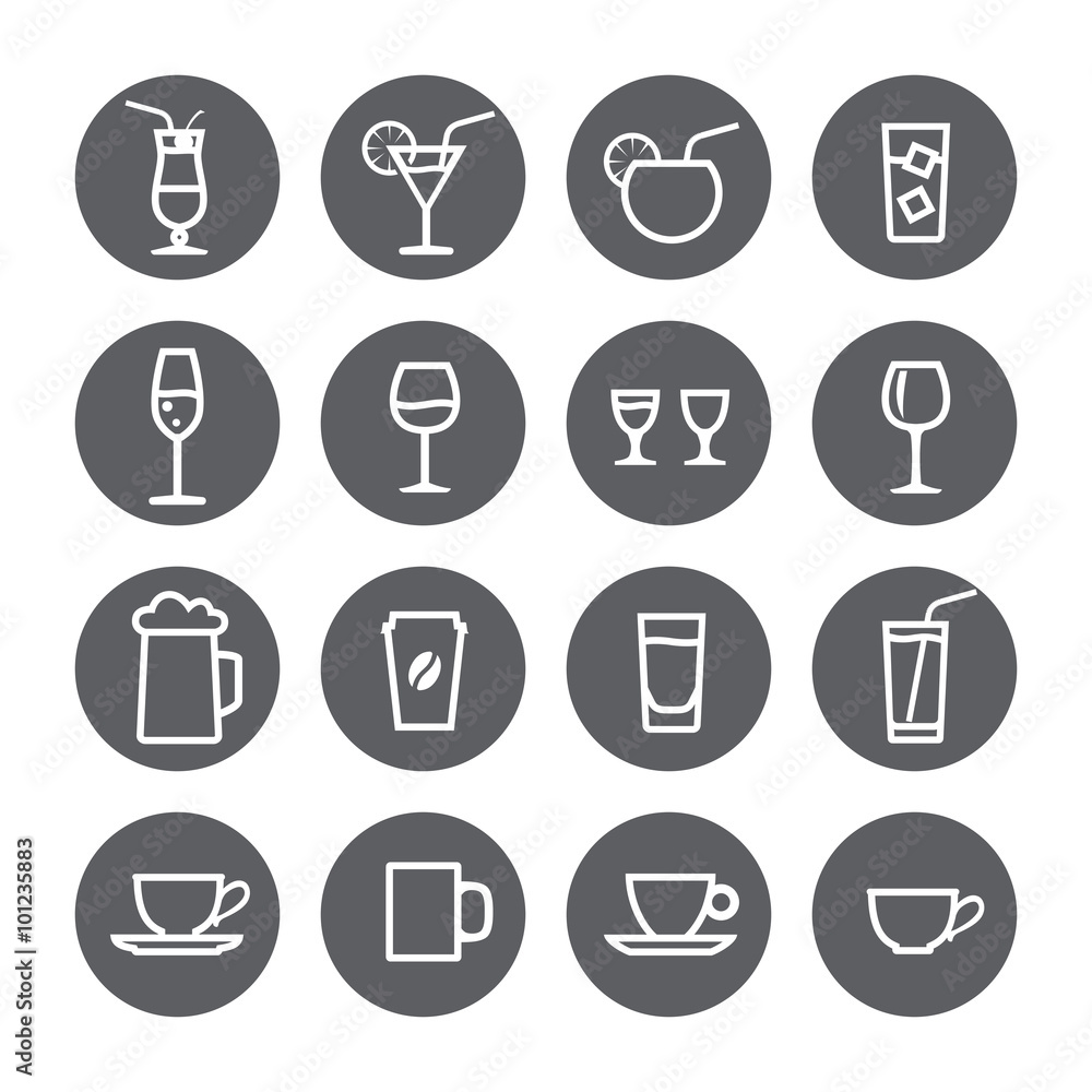 set of linear icon. Glassware for beverages. Cocktails, glasses and cup. set of linear icon. Glassware for beverages. Cocktails, glasses and cup.
