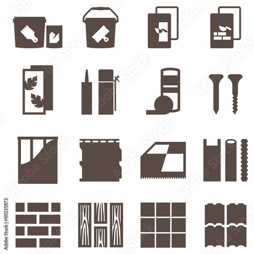Repair icons. vector set. construction materials.