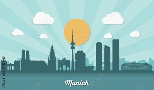 Munich skyline - flat design