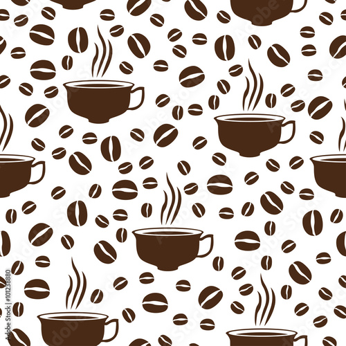 Coffee caps  and coffeebeans seamless pattern