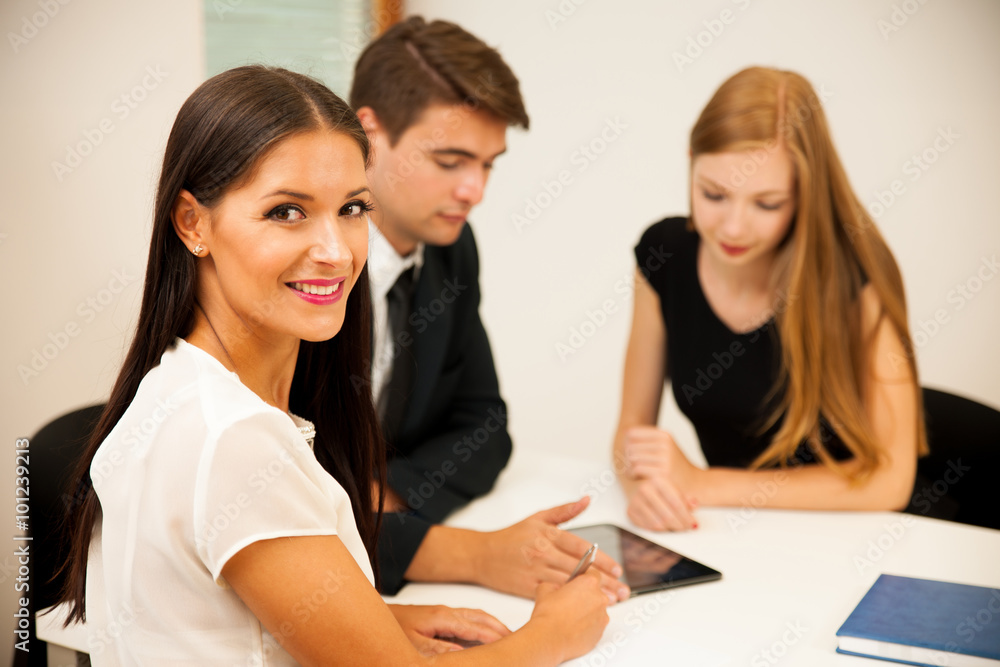 Group of Business people searching for solution with brainstormi Group of Business people searching for solution with brainstormi