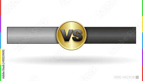 Versus golden metal Logo. VS Letter for banner or poster isolated on white background. Competition vector Icon. Fight Symbol.
