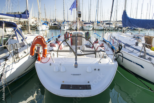 barche a vela nel porto di ostia vicino Roma Italia photo