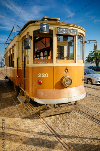 Old style trolley in downtown Porto.