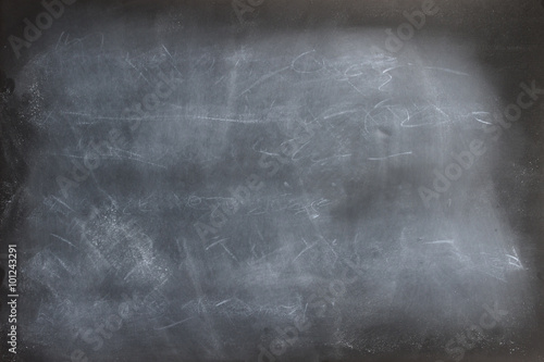 Chalkboard Erased Scribbles. Black chalkboard texture with eraser marks and visible smudged scribbles. photo