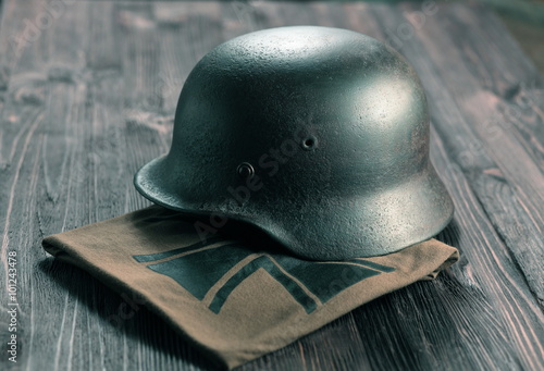 Rusty german army helmet from second world war. photo