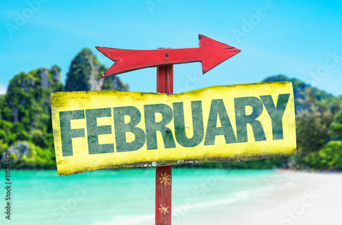 February arrow with beach background