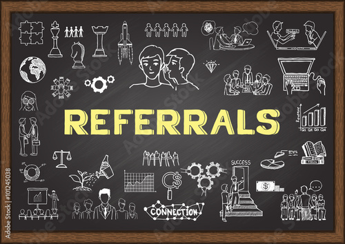 Doodle about referrals on chalkboard