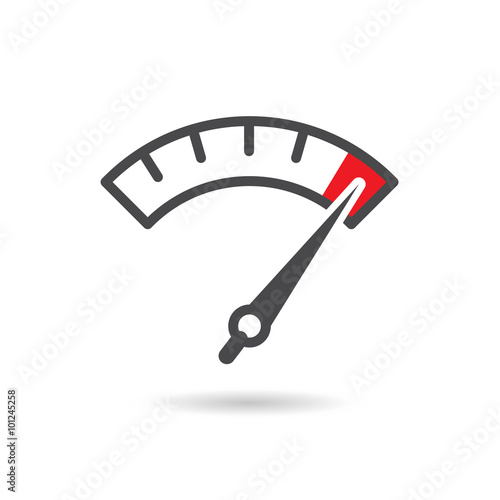 Colorful Info-graphic gauge element. Speedometer icon or sign with arrow. Vector.