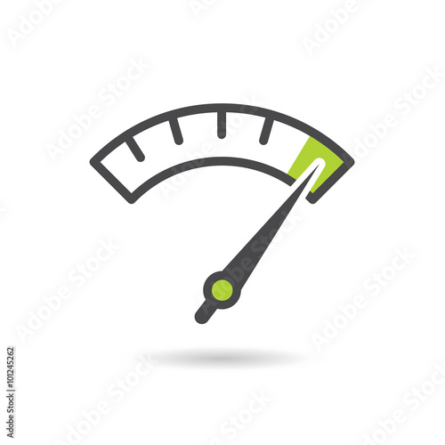 Colorful Info-graphic gauge element. Speedometer icon or sign with arrow. Vector.