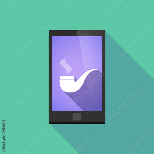 Long shadow phone icon with  a smoking pipe