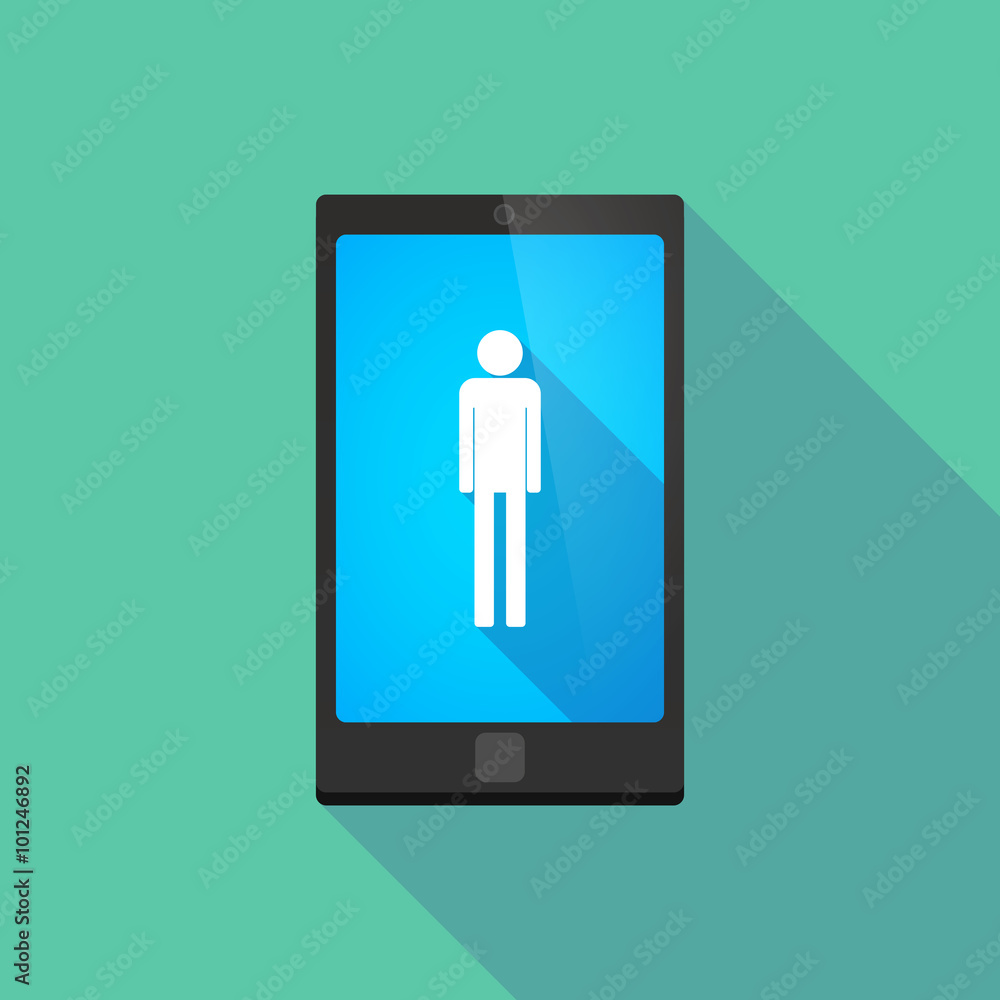Long shadow phone icon with a male pictogram Long shadow phone icon with a male pictogram