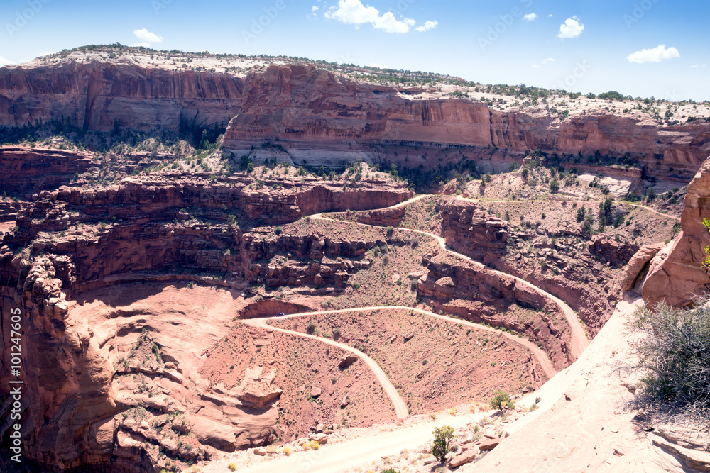 Shafer Trail Road on the way to White Rim Road. Canyonlands Nati Shafer Trail Road on the way to White Rim Road. Canyonlands Nati