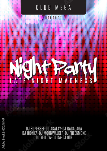 Vector flyer template for night party