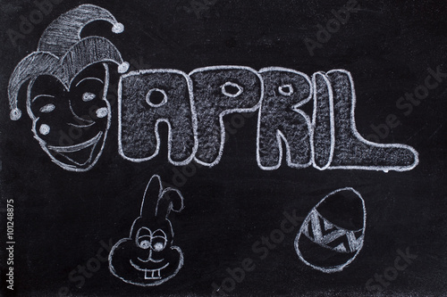 April handwritten on Blackboard