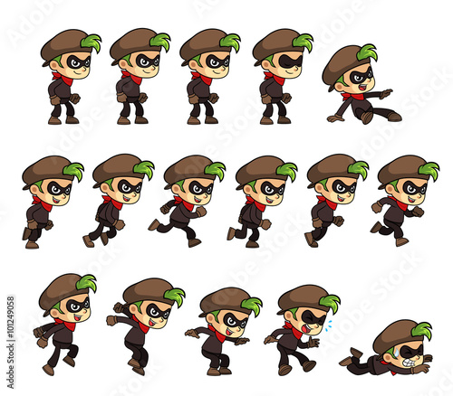 Thief Boy game sprites for side scrolling action adventure endless runner 2D mobile game.