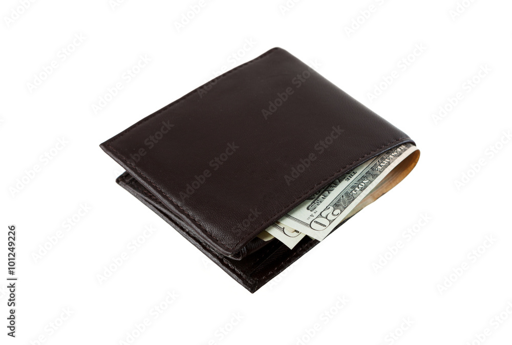 Leather Wallet With Twenty Dollar Bills Sticking Out Leather Wallet With Twenty Dollar Bills Sticking Out