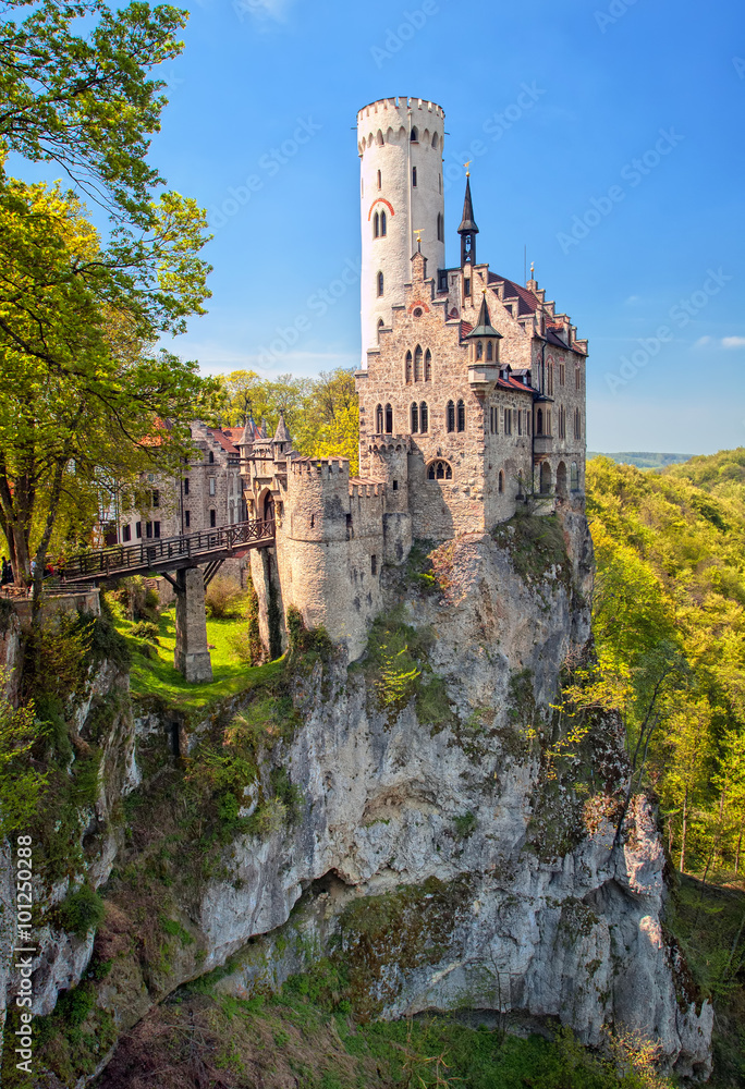 Romantic Lichtenstein Castle on the rock in Black Forest, Germany Romantic Lichtenstein Castle on the rock in Black Forest, Germany