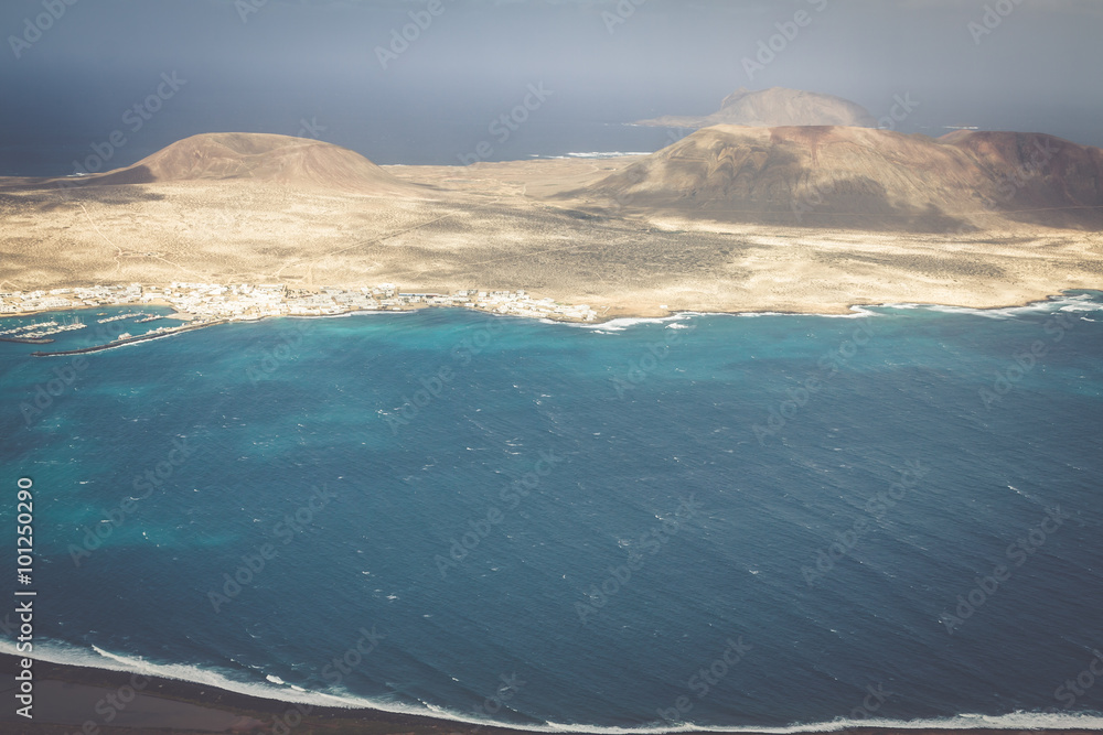 view of the part of Graciosa Island from Mirador del Rio, Lanzarote view of the part of Graciosa Island from Mirador del Rio, Lanzarote