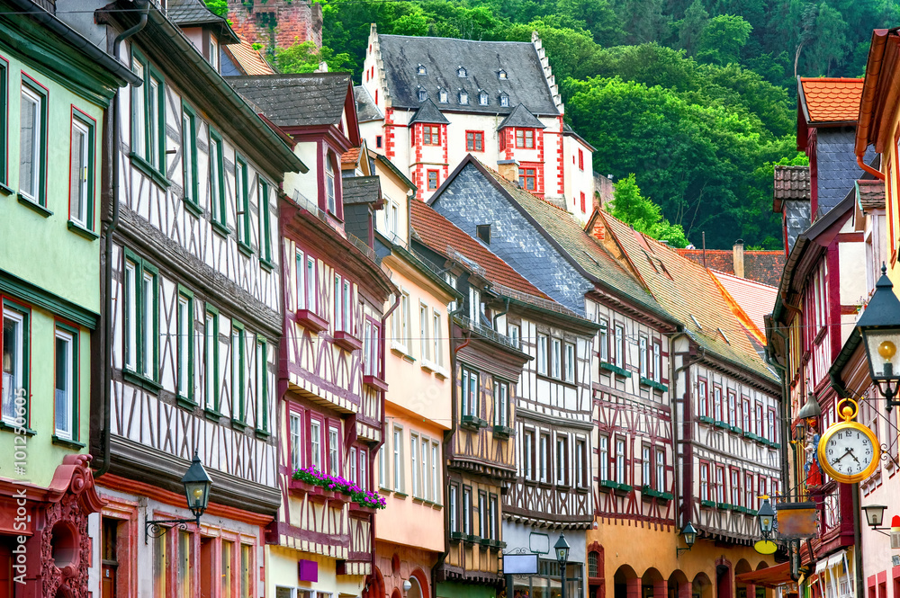 Traditional half-timbered houses in Miltenberg near Frankfurt, Germany