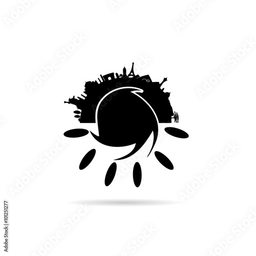 famous monuments illustration in black