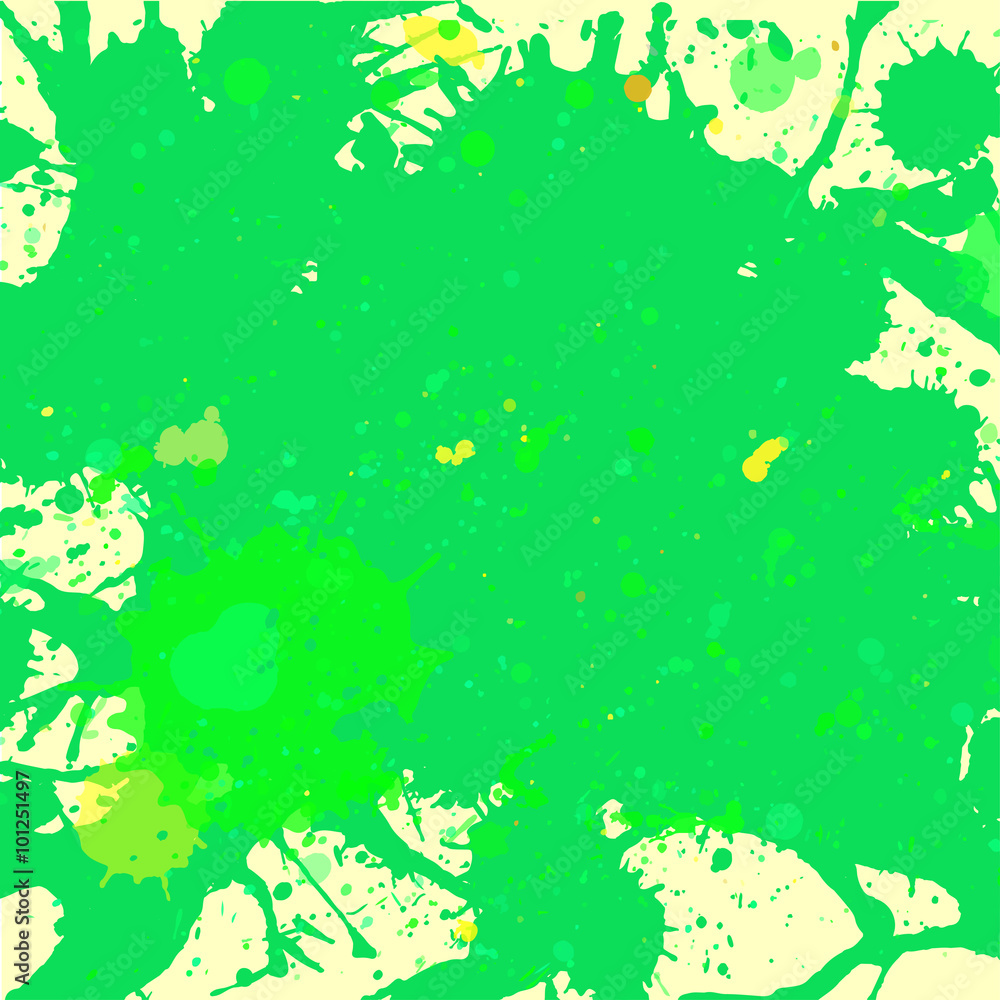 Green watercolor paint splashes background
