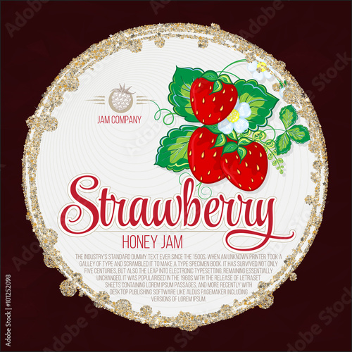 Colorful vintage Strawberry label poster vector illustration.