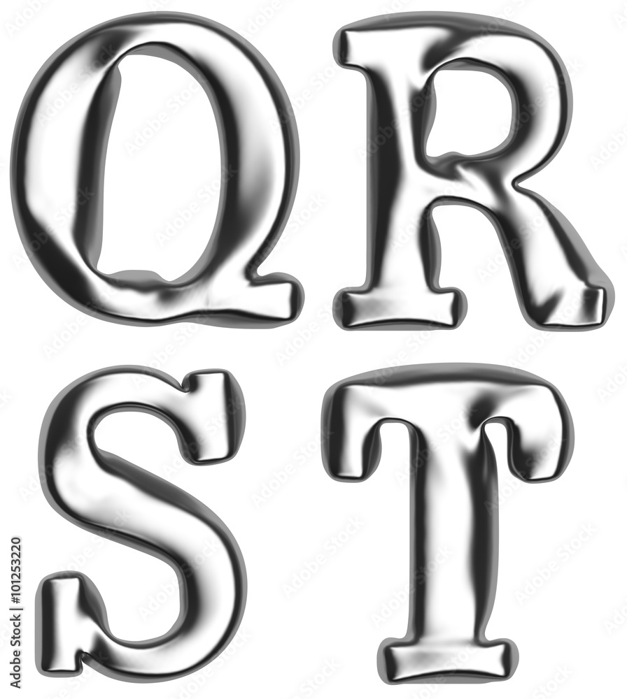 Metallic or silver alphabet on white background. Added clipping path Metallic or silver alphabet on white background. Added clipping path