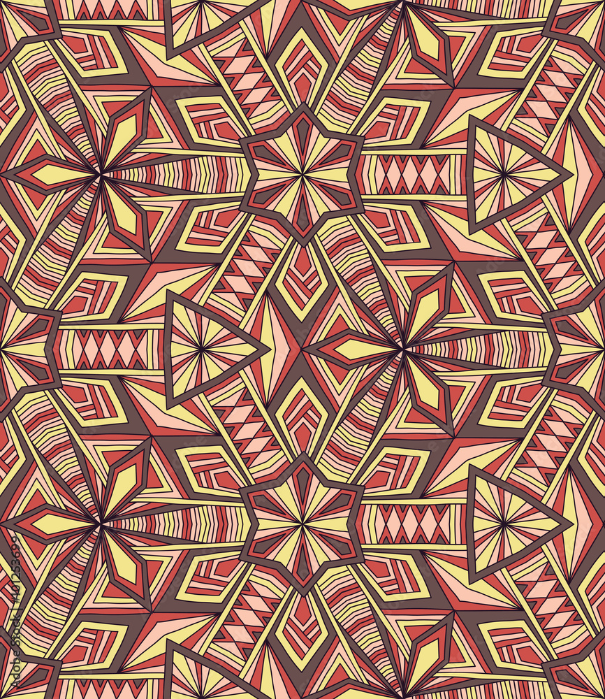 Geometric abstract vector seamless pattern. Kaleidoscope