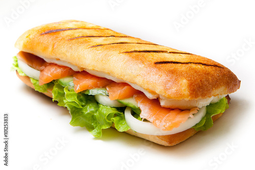 Salmon pannini sandwich photo