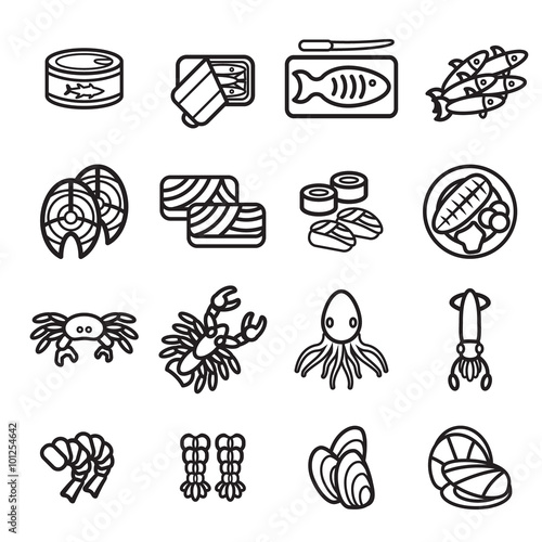 Seafood icon set. Vector eps 10.