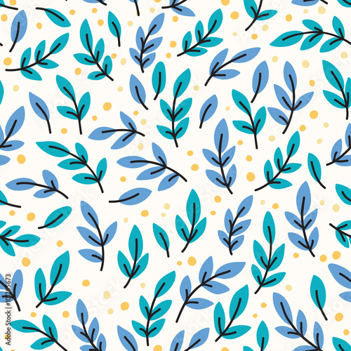 Vector seamless pattern with yellow leaves. Hand drawn illustration