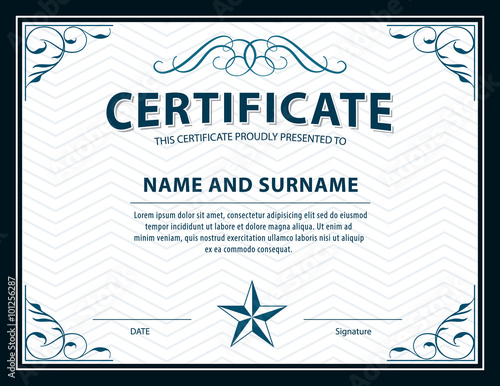 horizontal certificate template,diploma,Letter size ,vector