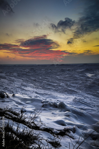 Wintery Sunset on Lake Huron Shore © Chris Gardiner