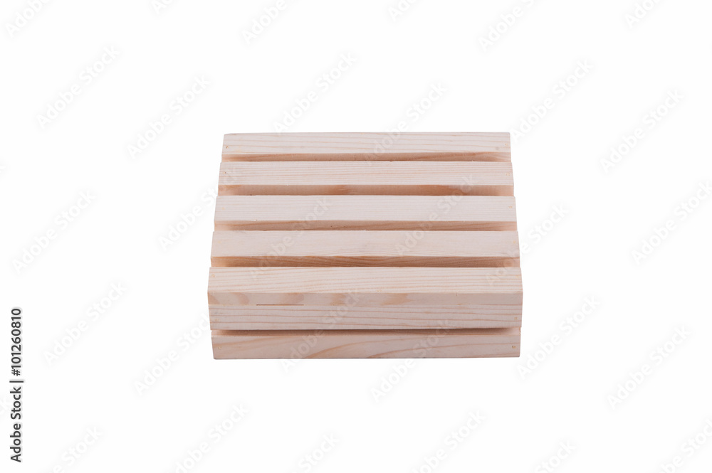 small wooden model crate isolated on white background