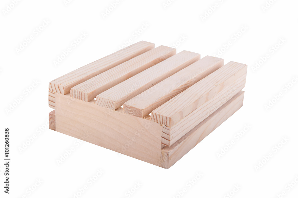 small wooden model crate isolated on white background