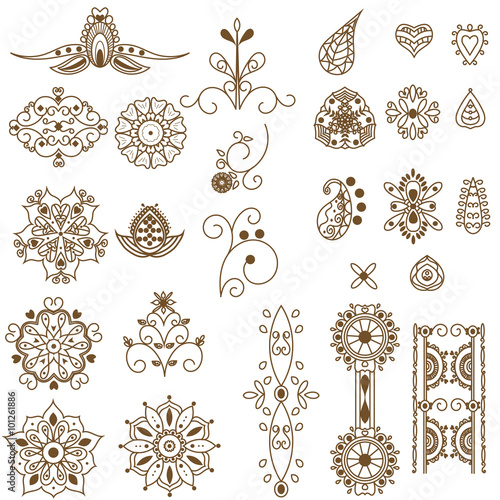 Henna tatoo elements