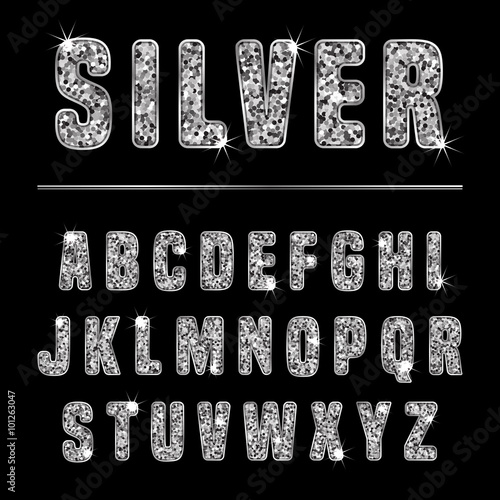 Glitter alphabet silver