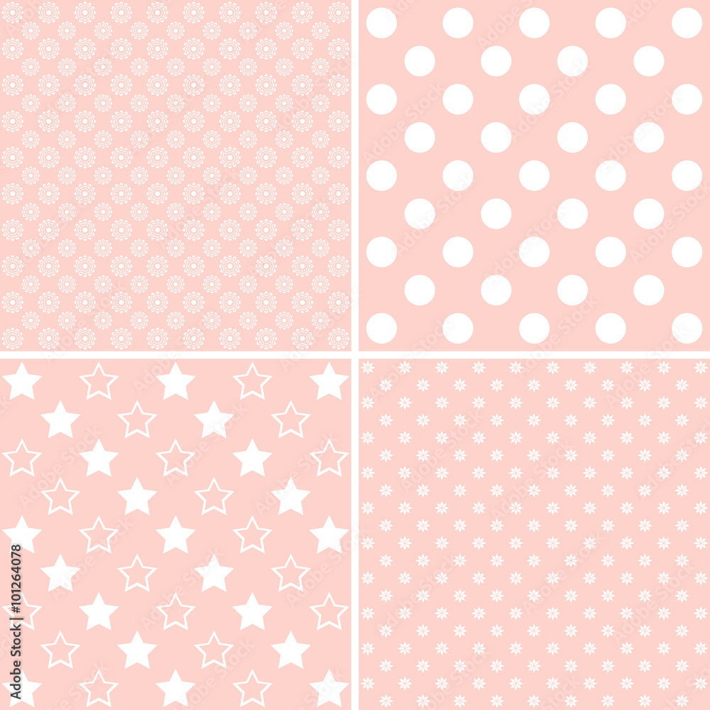 Pink set of 4 background patterns