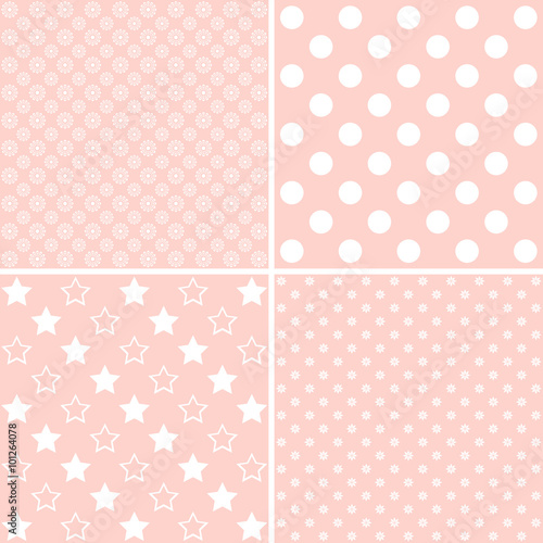 Pink set of 4 background patterns