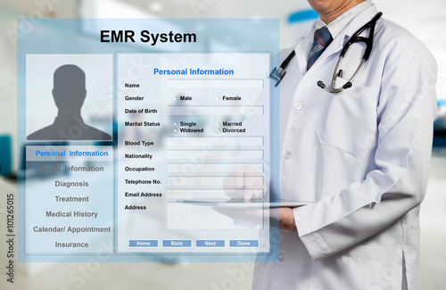 Doctor working with EMR - Electronic Medical Record system