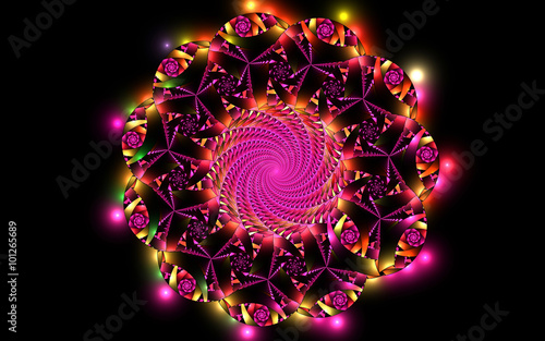 Abstract fractal fantasy magenta pattern and shapes.