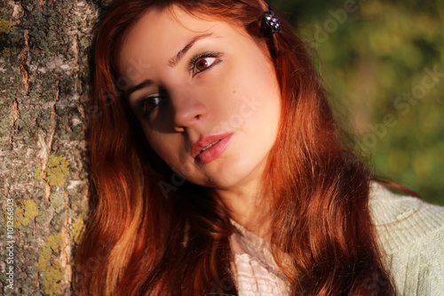 redhead girl Autumn leaves © alexkich